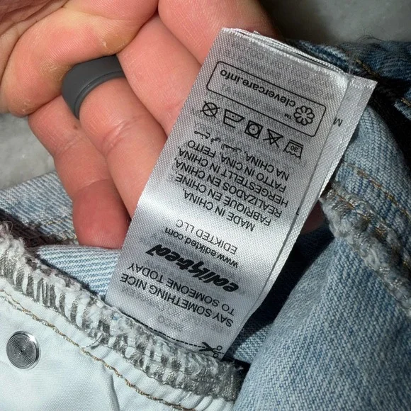 Edikted Denim Cutoff Shorts Light Wash High Rise Frayed Womens Medium - Picture 9 of 9